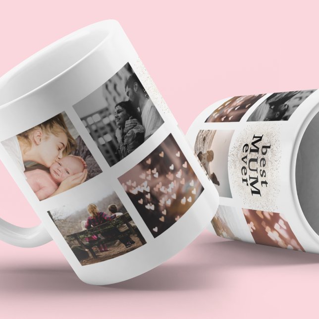 Bestes MUM je benutzerdefiniertes Gold Multi-Foto Kaffeetasse (Von Creator hochgeladen)
