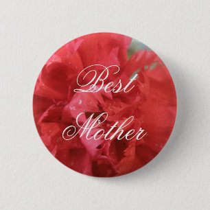 Bestes-Mutter-Rote-Nelke-Anstecknadel-Button Button