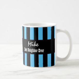 Bestes NACHBAR-überhaupt BLAUES SCHWARZES Stripes Kaffeetasse