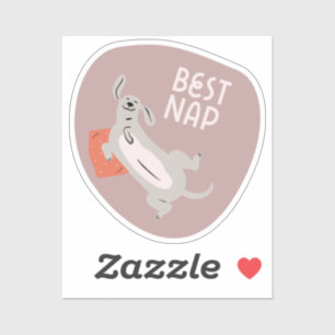 Bestes Nickerchen niedlicher illustrierter Hund Aufkleber