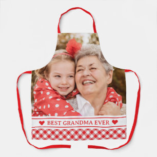 Bestes Oma je Red Gingham Kariertes Foto Schürze