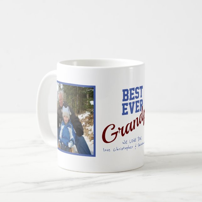 Bestes Opa Custom 2 Foto Kaffeetasse (Vorderseite Links)