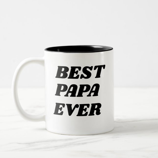 Bestes Papa Ever Vatertag Personalisiertes Geschen Zweifarbige Tasse (Links)