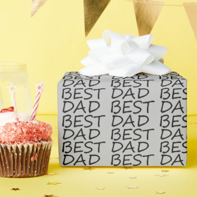 Bestes Papa graues, modernes Geschenk des Vaters Geschenkpapier (Geburtstagsparty)