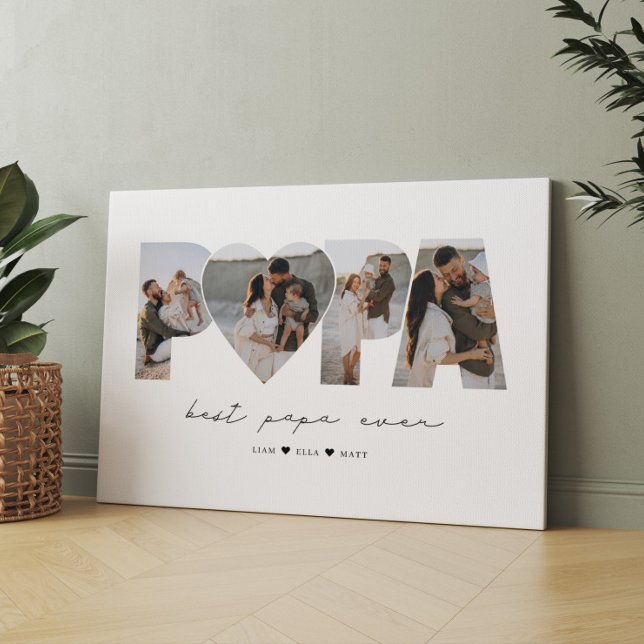 Bestes Papa je 4 Fotomaterial für Vater oder Großv Leinwanddruck (Von Creator hochgeladen)