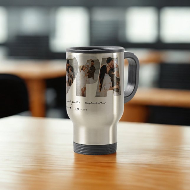 Bestes Papa je 4 Fotomaterial für Vater oder Großv Reisebecher (Von Creator hochgeladen)