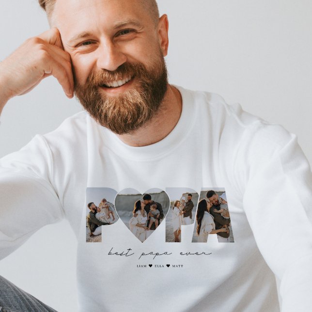 Bestes Papa je 4 Fotomaterial für Vater oder Großv Sweatshirt (Von Creator hochgeladen)