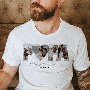 Bestes Papa je 4 Fotomaterial für Vater oder Großv T-Shirt