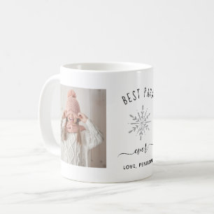Bestes Papa je Zwei Foto und Silberschneeflocken Kaffeetasse