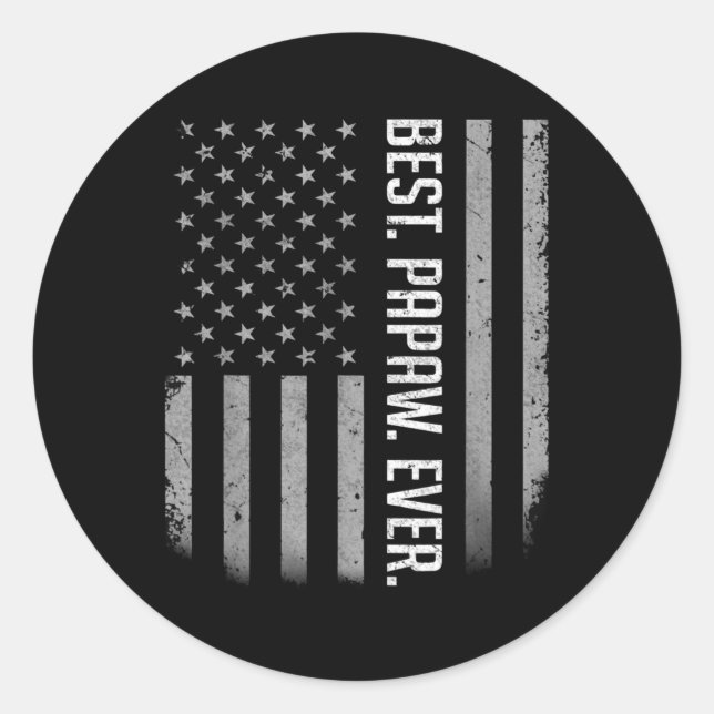 Bestes Papaw-Geschenk für die amerikanische Flagge Runder Aufkleber (Vorderseite)