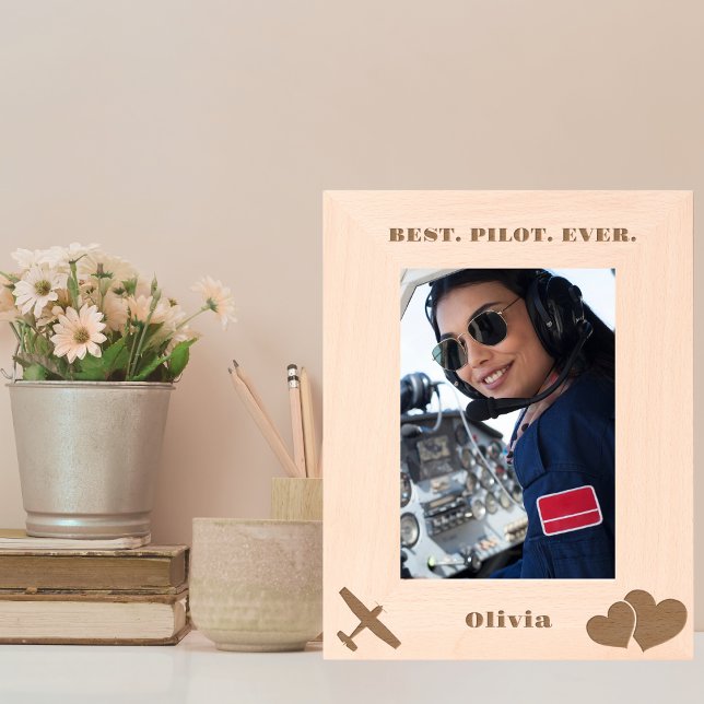 Bestes Pilot-Flugzeug und Herz, einfach, individue Geätzte Rahmen (Von Creator hochgeladen)