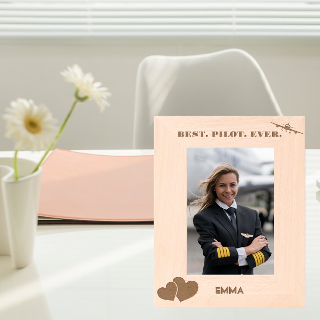 Bestes Pilot-Flugzeug und Herz, einfach, individue Geätzte Rahmen (Von Creator hochgeladen)