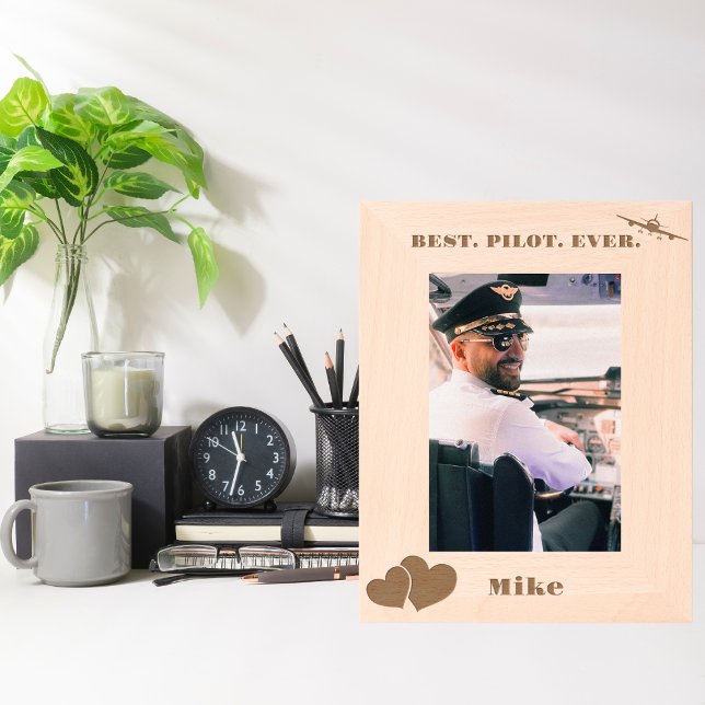 Bestes Pilot-Flugzeug und Herz, einfach, individue Geätzte Rahmen (Von Creator hochgeladen)