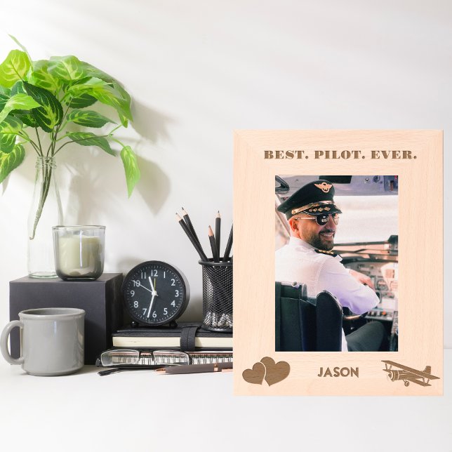 Bestes Pilot-Flugzeug und Herz, einfach, individue Geätzte Rahmen (Von Creator hochgeladen)