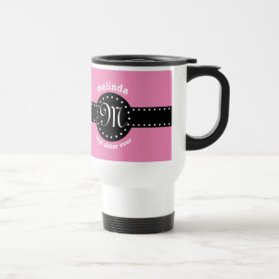 Bestes SCHWESTER überhaupt Tupfen-Monogramm ROSA Reisebecher