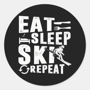 Bestes Skibekleidung Eat Sleep Ski Wiederholung Fu Runder Aufkleber
