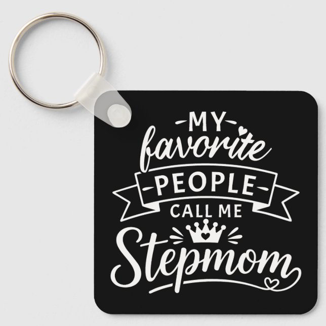 Bestes Stiefmutter-Geschenk von einer süßen Patchw Schlüsselanhänger (Vorderseite)