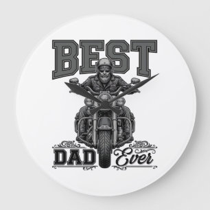 Bestes-Vater-aller-Zeiten-Biker-Vintage-Stickerei- Große Wanduhr