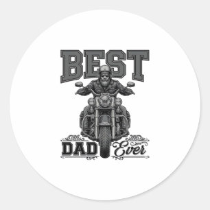 Bestes-Vater-aller-Zeiten-Biker-Vintage-Stickerei- Runder Aufkleber