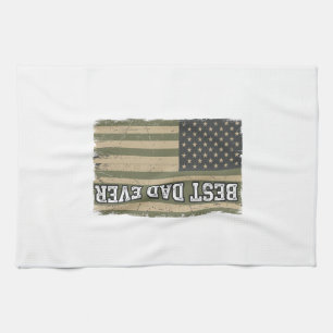 Bestes-Vater-aller-Zeiten-Patriotische-Flagge-Vint Geschirrtuch