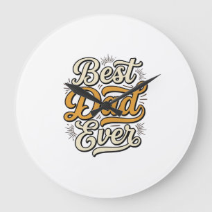 Bestes-Vater-aller-Zeiten Vintage-Lettering-Shirt- Große Wanduhr
