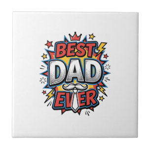 Bestes-Vater-Comic Vintage Gravur Shirt Design Fliese
