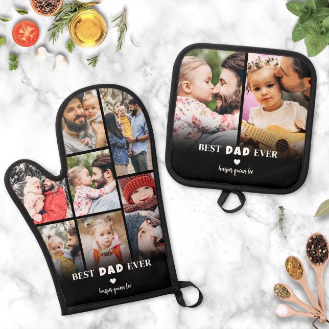 Bestes Vater-Foto Ofenhandschuh & Topflappen-Set (Best Dad Photo Oven Mitt & Pot Holder Set)