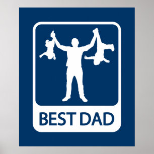 Bestes Vater Poster / Print - Vater mit Kindern