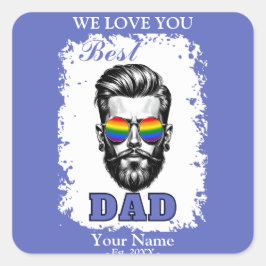 Bestes Vater-Rainbow-Flag-Farben Vatertagsgeschenk Quadratischer Aufkleber