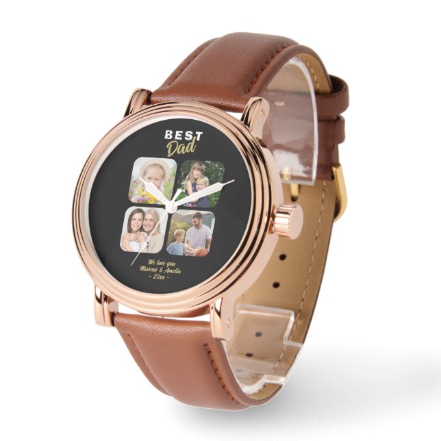 Bestes Vater Vater 4 Familie Foto Armbanduhr (Winkel)