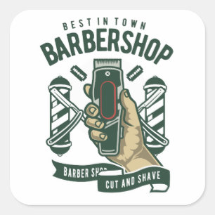 Bestes Vintages Barbershop-Logo Quadratischer Aufkleber
