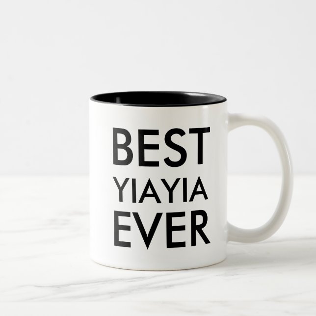 Bestes yiayia überhaupt | Valentinstag-Geschenk Zweifarbige Tasse (Rechts)