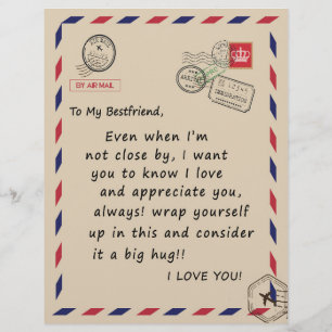 Bestfriend-Geschenk  Mein Freund I Liebe Sie Briefbogen