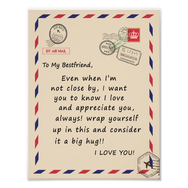 Bestfriend Gift | An meinen Bestfriend I Liebe You Fotodruck (Vorne)