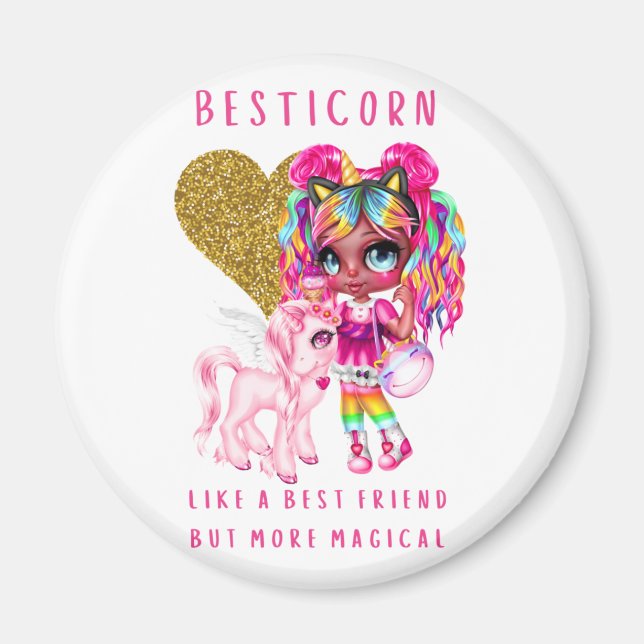 Bestfriend Gift for Girls, Magical Unicorn Pink Magnet (Vorne)