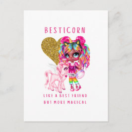 Bestfriend Gift for Girls, Magical Unicorn Pink Postkarte