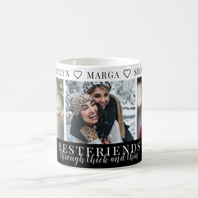 Bestfriends durch dickes und dünnes Drei Foto Kaffeetasse (Mittel)