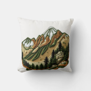 Bestickte Berglandschaft Kissen