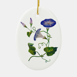 bestickte Blaue Morgenglorien Keramikornament