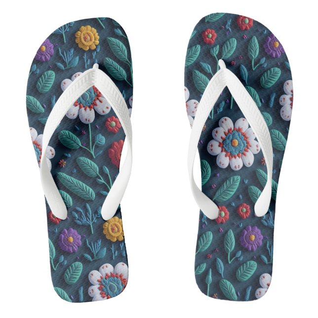 bestickte Blume Flip Flops (Fußbett)