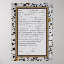 bestickte Blume Ketubah - Reform Kanadischer Text