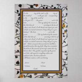 bestickte Blume Ketubah - Reform Kanadischer Text Poster