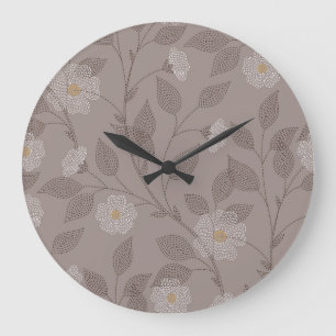 bestickte Blume und Blätter, nahtloses Design. Große Wanduhr