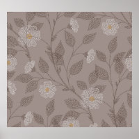 bestickte Blume und Blätter, nahtloses Design.