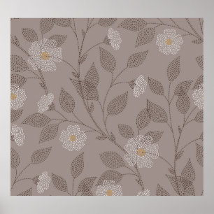 bestickte Blume und Blätter, nahtloses Design. Poster