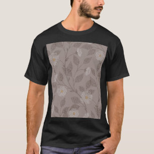 bestickte Blume und Blätter, nahtloses Design. T-Shirt