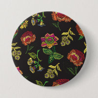 bestickte Brosche mit Blume auf schwarzem Untergru
