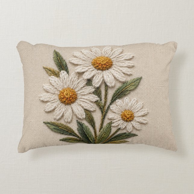 Bestickte Daisy-Blüte Dekokissen (Vorderseite)