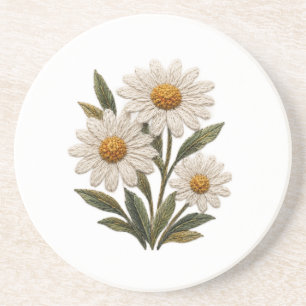 Bestickte Daisy-Blüte Getränkeuntersetzer