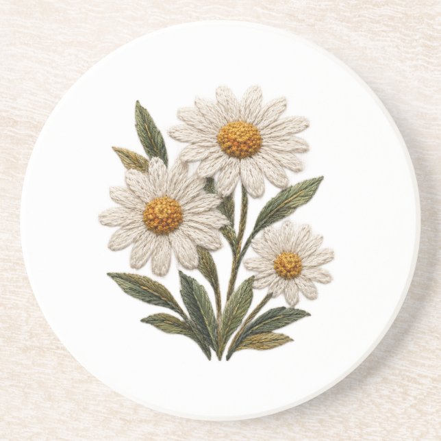Bestickte Daisy-Blüte Getränkeuntersetzer (Vorne)